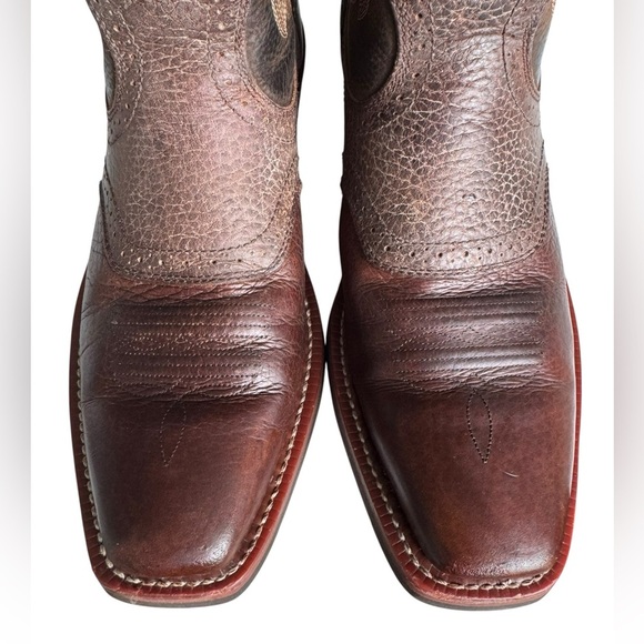 Ariat Workhog Pull-On Western Boots Men’s 10B Square Toe Cowboy Leather Brown - Picture 11 of 11